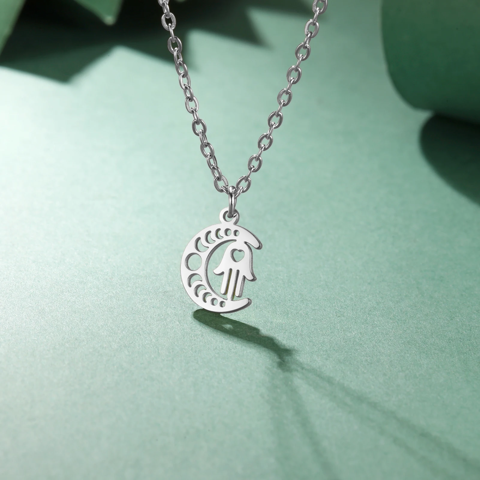 Ожерелье С Подвеской Moon Fatima Из Нержавеющей Стали Исламский Символ Ювелирные