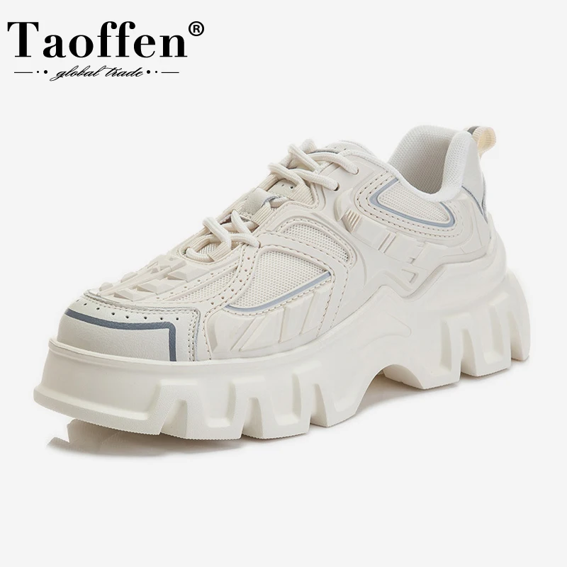 

Taoffen Sneaker For Women Platform 2022 New Arrival Shoes Real Leather Street Fashion Daily Stylish Female Footwear Size 35-40