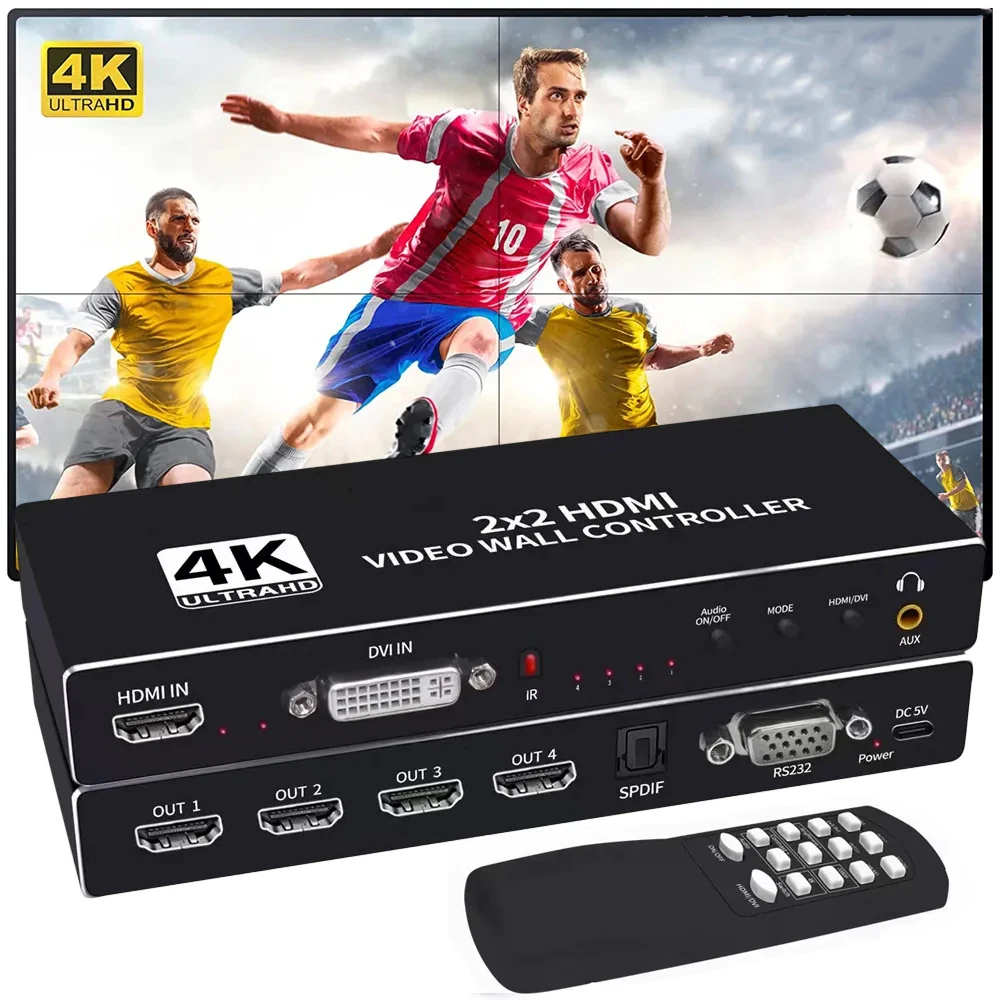 Настенный видеоконтроллер 4K HDMI 2x2, настенный Процессор HDMI DVI 1x2 1x3 1x4 2x1 3x1 4x1 4K, устройство для сращивания нескольких видеоэкранов 2x2 Video Wall Controller Processor 1x2 1x3 1x4 2x1 3x1 4x1 4K DVI HDMI