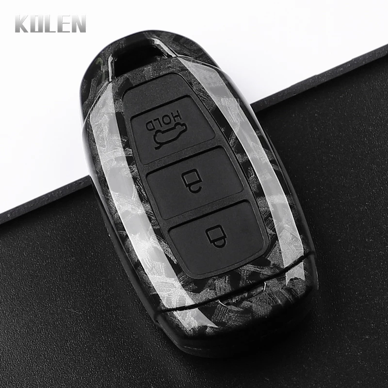 Чехол для ключа автомобиля в стиле ABS из углеродного волокна для Hyundai i30 ix25 Elantra KONA Solaris Azera Grandeur Ig TM Accent Santa Fe