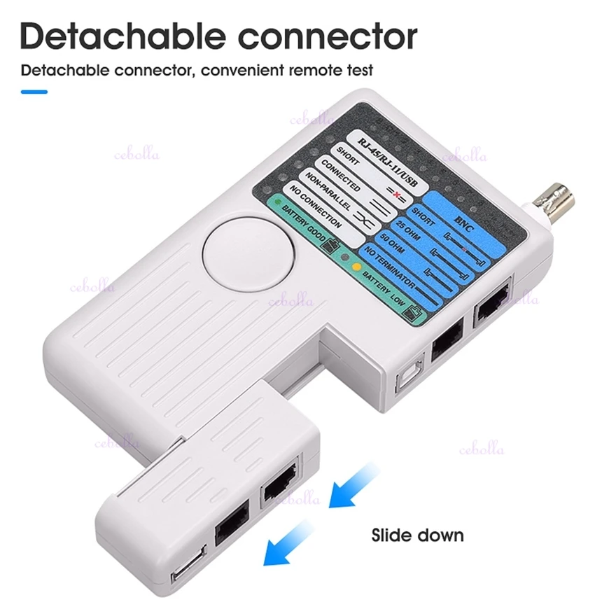

Тестер сетевого кабеля с разъемами RJ11/RJ45 и USB BNC для кабелей UTP/STP LAN