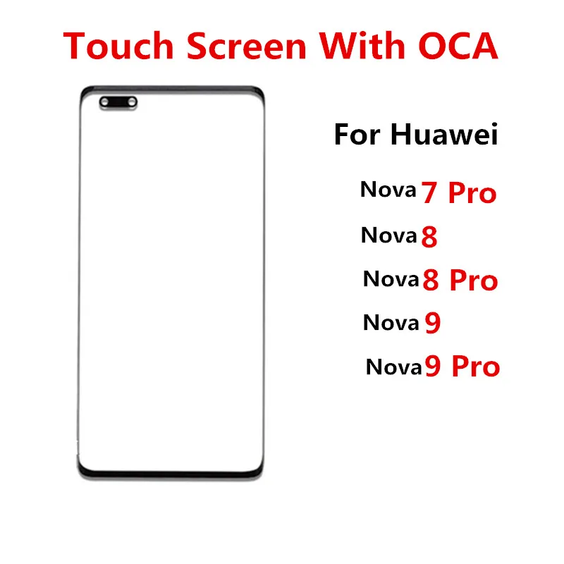 

Внешний экран 9Pro 8Pro для Huawei Nova 7 8 9 Pro, сенсорная панель, ЖК-дисплей, переднее стекло, крышка объектива, запасные части + OCA