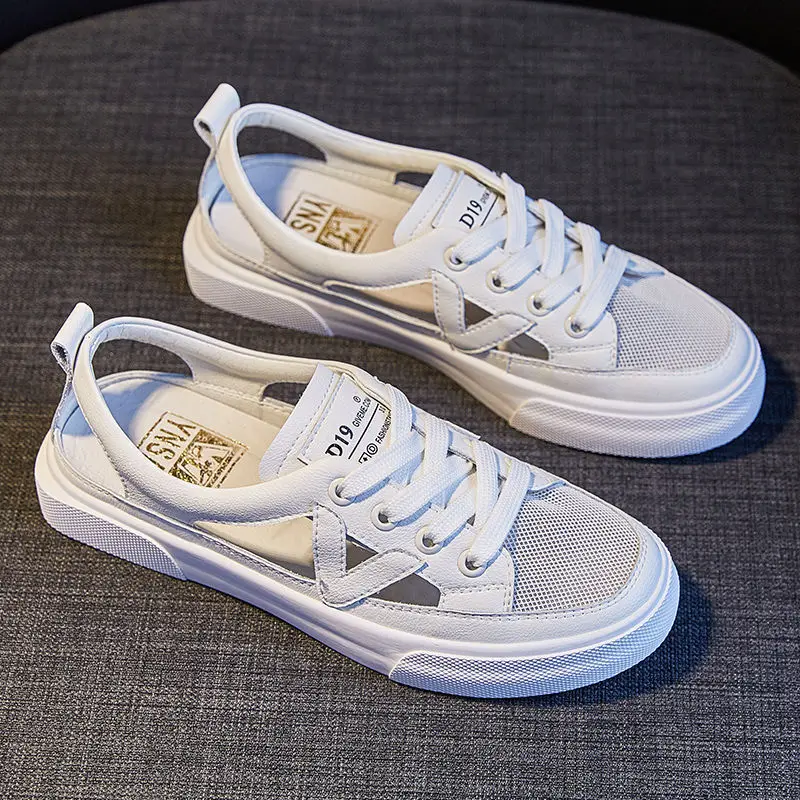 2023 new summer women's white hollow casual shoes outdoor sports shoes