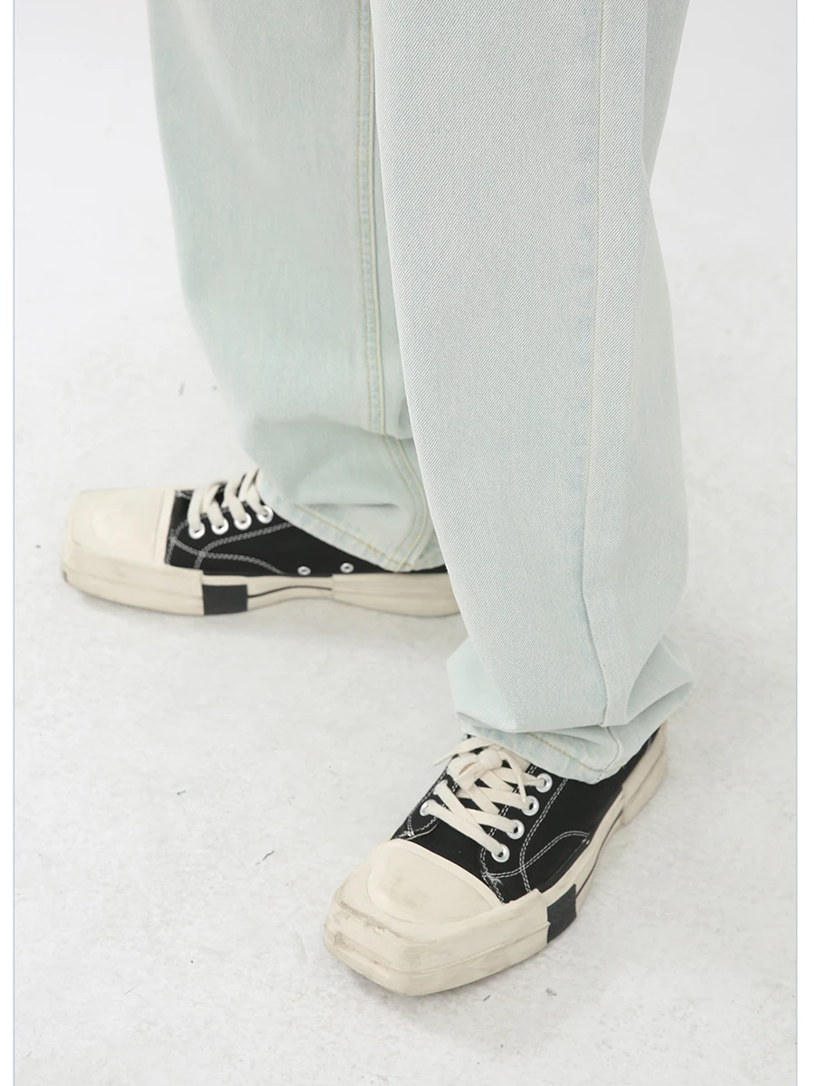 Four Seasons Light Blue Retro Jeans Men Loose Straight Korean Casual Versatile Trend Casual Pants Streetwear Ins Hot Sale JEANS