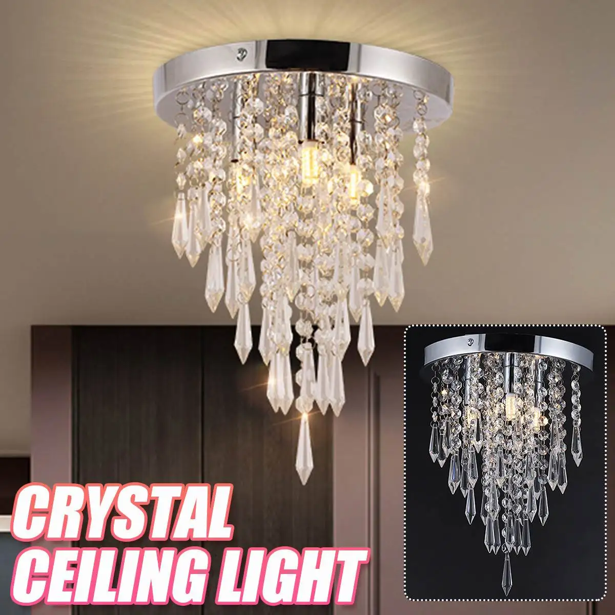

NEW Modern Crystal Wall Lamp Chrome Sconce Wall Light for Living Room Bathroom Home Indoor Lighting Decoration