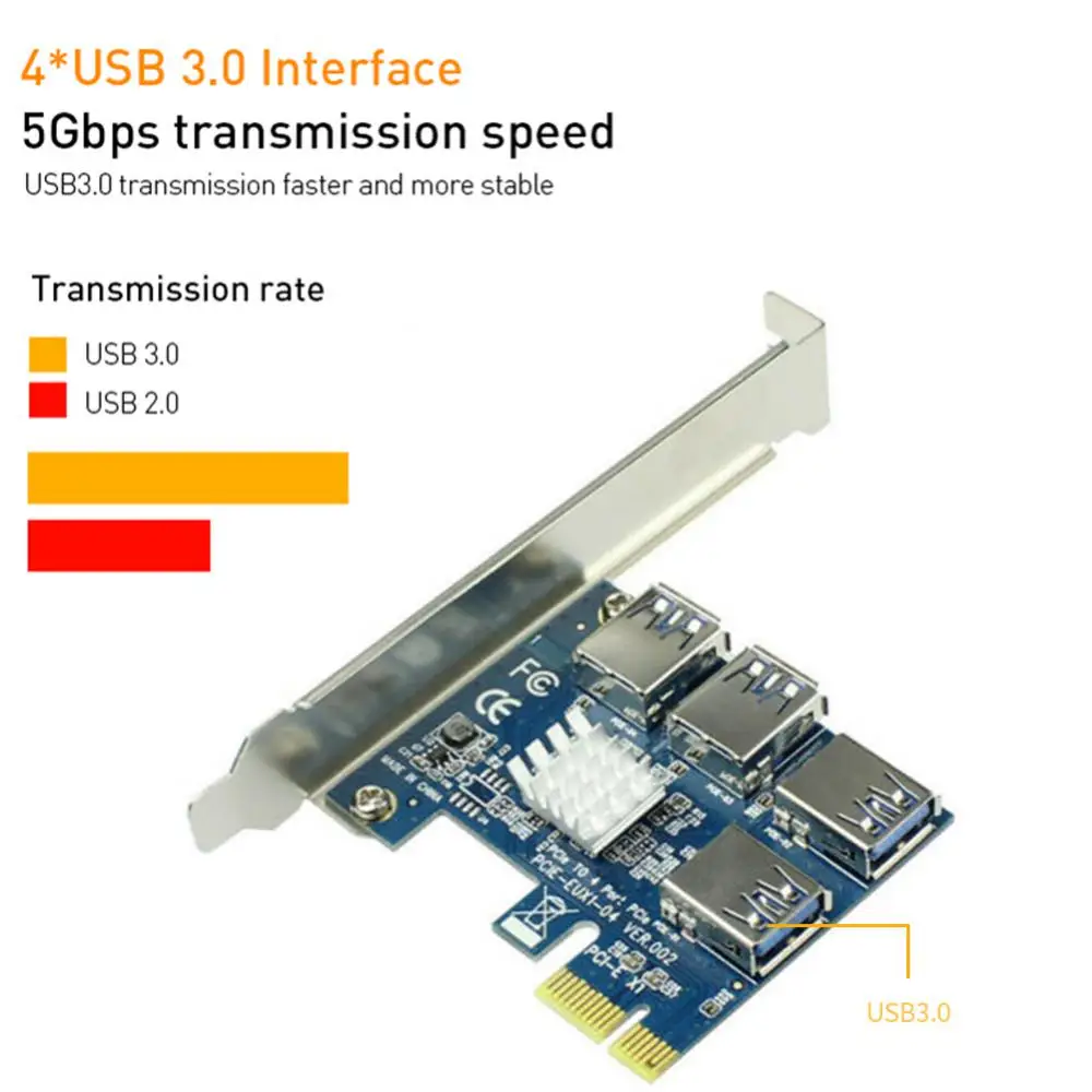 

PCI-E-PCI-E адаптер 1 поворот 4 PCI-Express слот 1x до 16x USB 3,0 специальный переходник карта удлинитель для майнинга