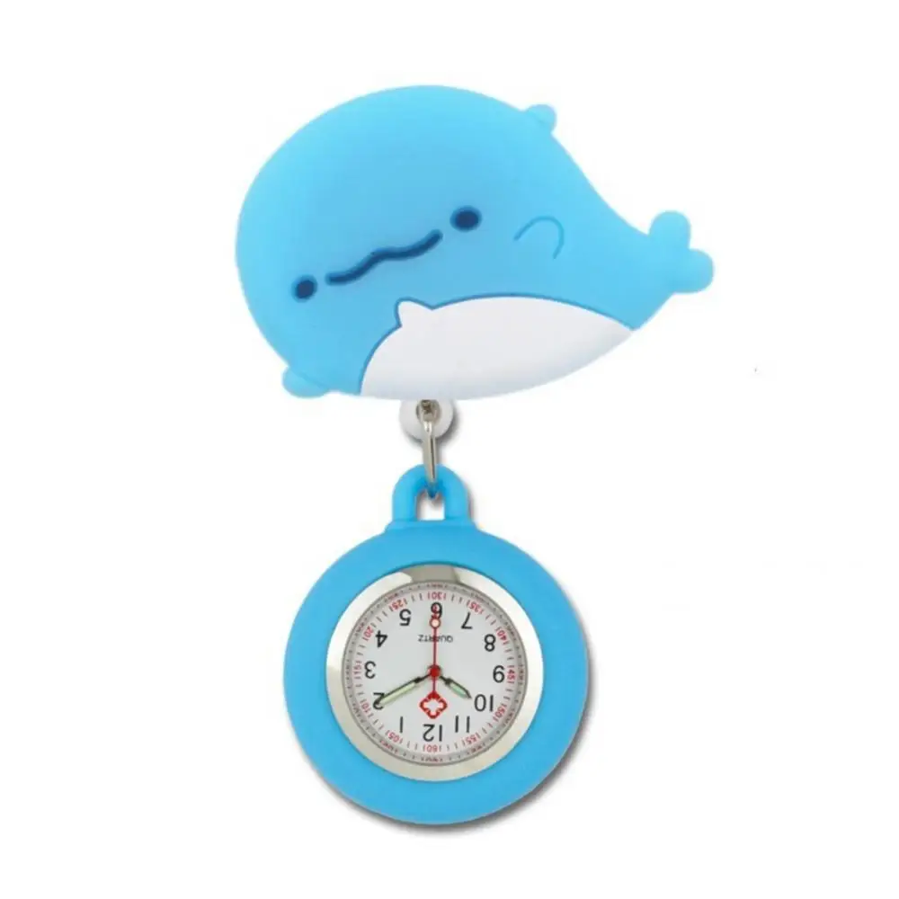 10pcs/lot Quartz Movement Nurse Pocket Watch 3D Fruits Strawberry Cartoon Pattern Women Men Retractable Clip Medical Watches