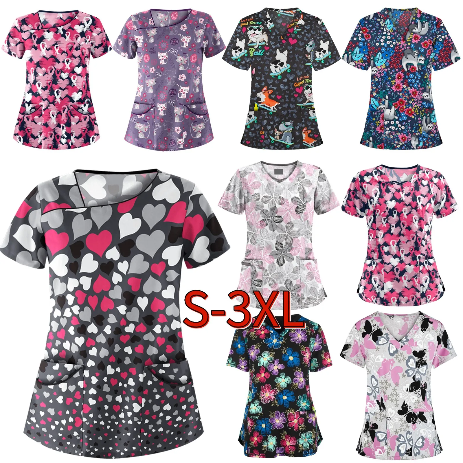 Женская блузка с коротким рукавом V-образным вырезом и принтом ЭКГ |