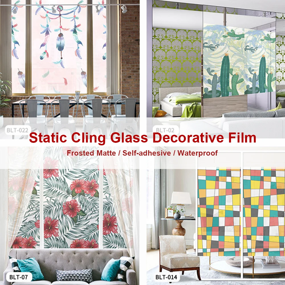 

3D Matte Window Film Stained Glass Decorative Glass Stickers Privacy Frosted Self Adhesive Static Cling Decal Bathroom Bedroom