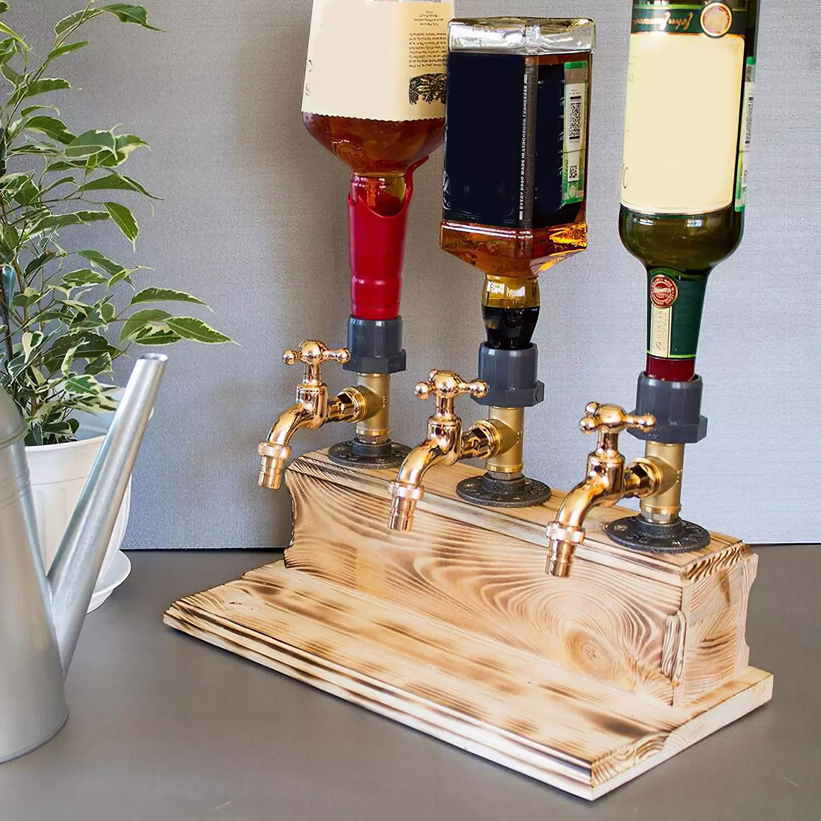 

1/2/3 Faucet Wood Dispenser Holder Liquor Dispenser Wine Whiskey Beer Rack Bar Accessories Party Shot Glass Drinking Tools
