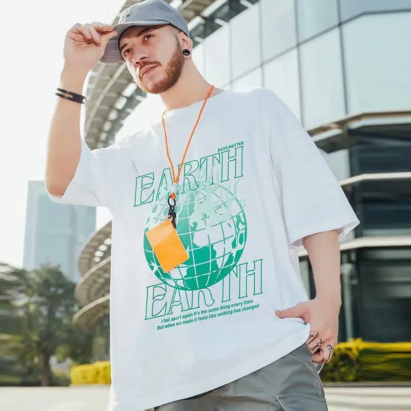 

Korean version of oversize Fat Man Short Sleeve T-shirt Men's Tide ins Street Tide Brand Summer Plus Size Couple Half Sleeve
