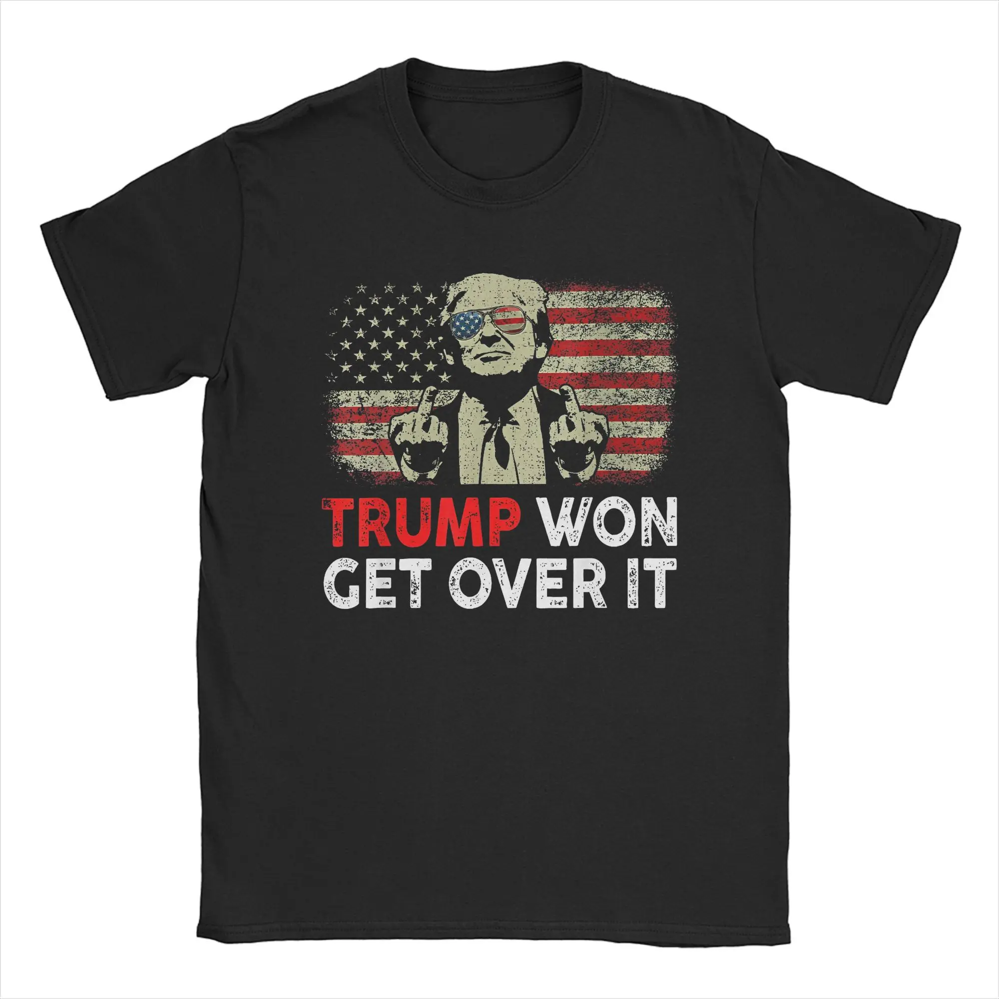 Men's Donald Trump Won Get Over It Funny T Shirts Patriotic Pro Cotton merchandise Fun Short Sleeve Crewneck Tee 4XL 5XL T-Shirt