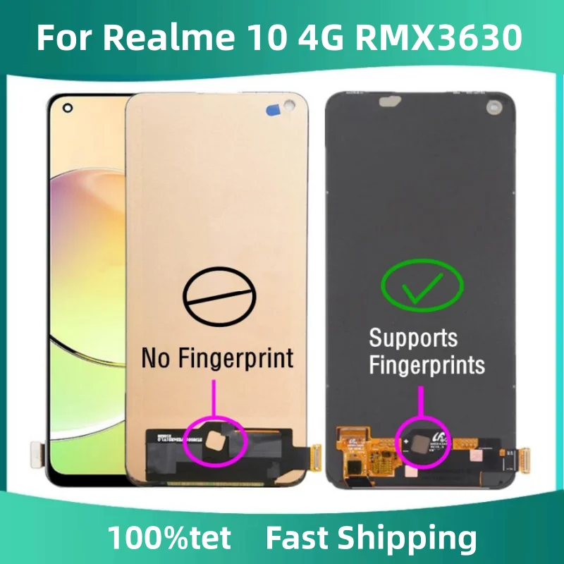 

ЖК-дисплей AMOLED / TFT 6,4 дюйма для Realme 10 4G RMX3630, ЖК-дисплей, сенсорный экран, дигитайзер, сменная панель в сборе