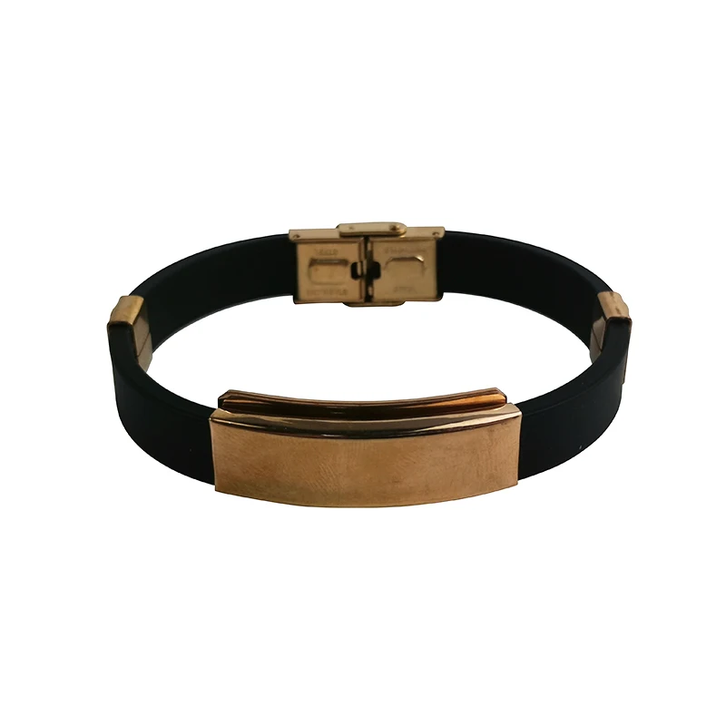 

New Classic Luxury Rose Gold Magnetic Silicone Bracelet Health Jewelry Personality Men Women Fashion Bracelet Gift Box