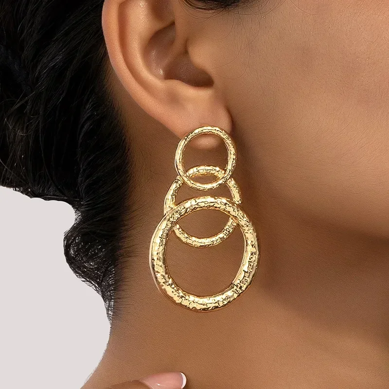 Ретро Геометрические Позолоченные Роскошные Серьги-гвоздики Для Девочек