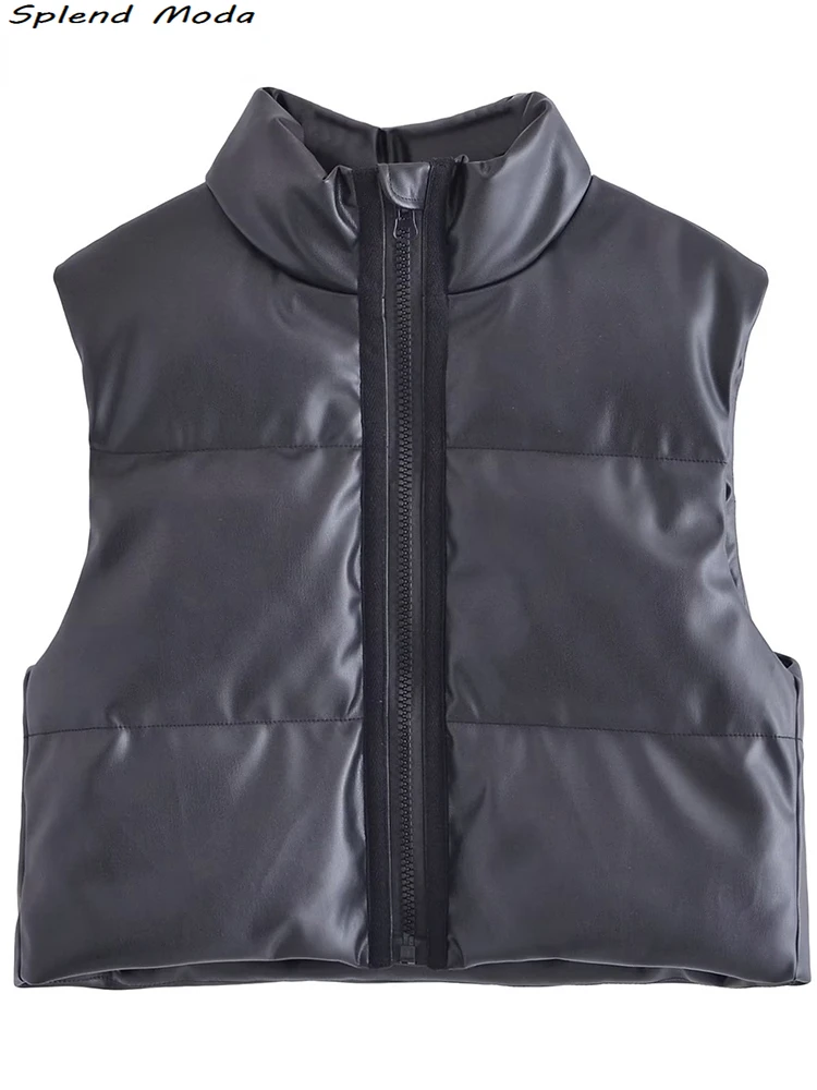 

Женский короткий жилет на молнии ZA, повседневный плотный уличный жакет без рукавов, теплая верхняя одежда, зима 2022