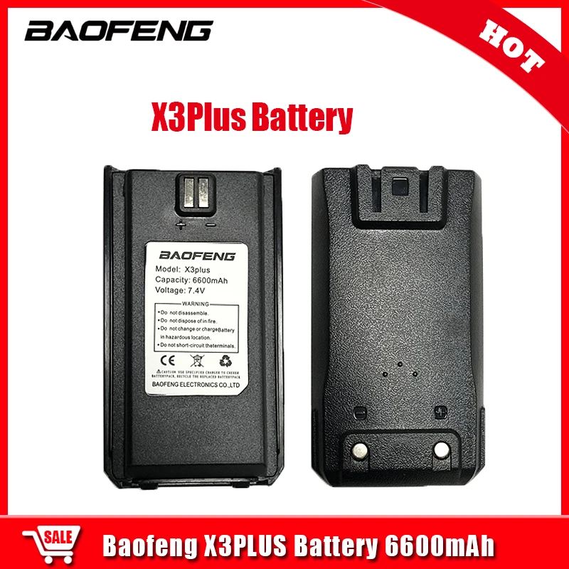 

BAOFENG X3PLUS Battery 7.4V 6600mAh High Capacity Long Standy Spare Battery For BF-X3Plus Two Way Radio X3 Plus Extra Battery