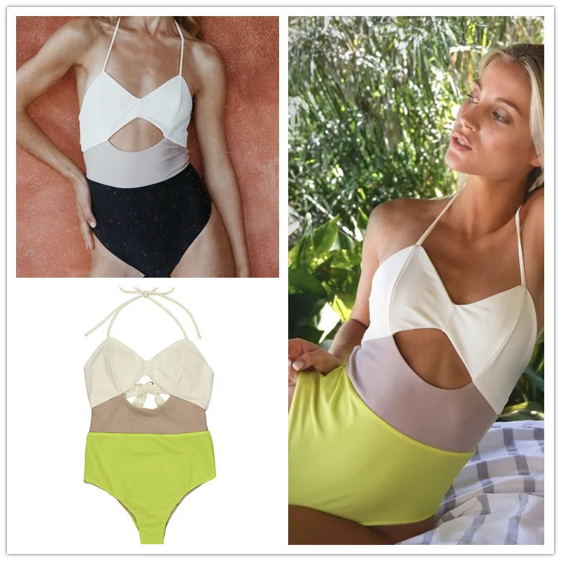 

Комбинированное цельное бикини, сексуальный женский цельный треугольный купальник, дизайнерский купальный костюм для женщин