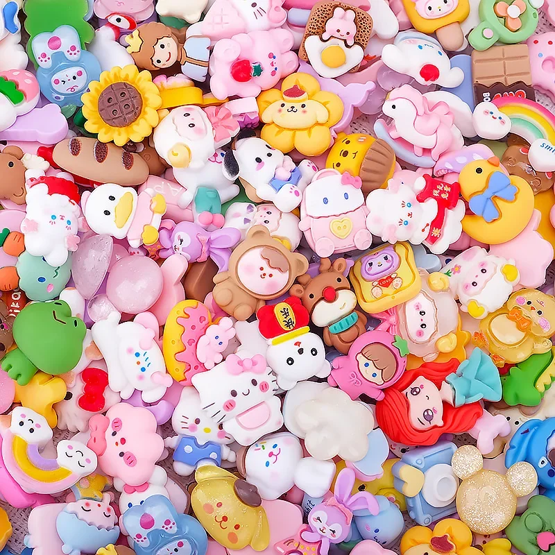 

Cabochons Accessories Resin New Cartoon Flat Decoration DIY Kawaii Craft Back Mini Scrapbooking 20/50Pcs Candy Jewelry Series