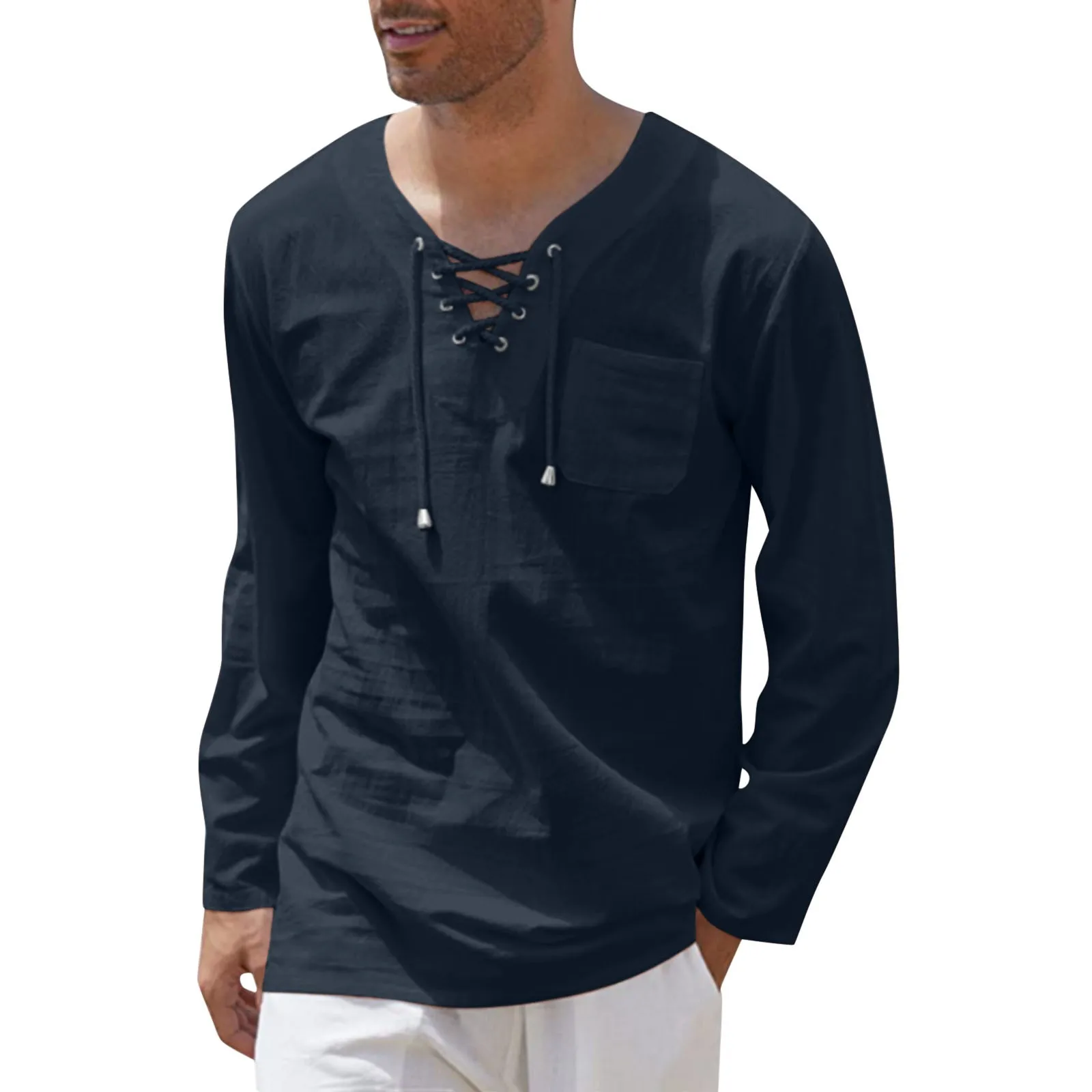 

Breast Cancer Shirts for Men Mens Fall And Winter Leisure Travel Cotton Linen Vintage Hoodless Fit Stretch Long Sleeve