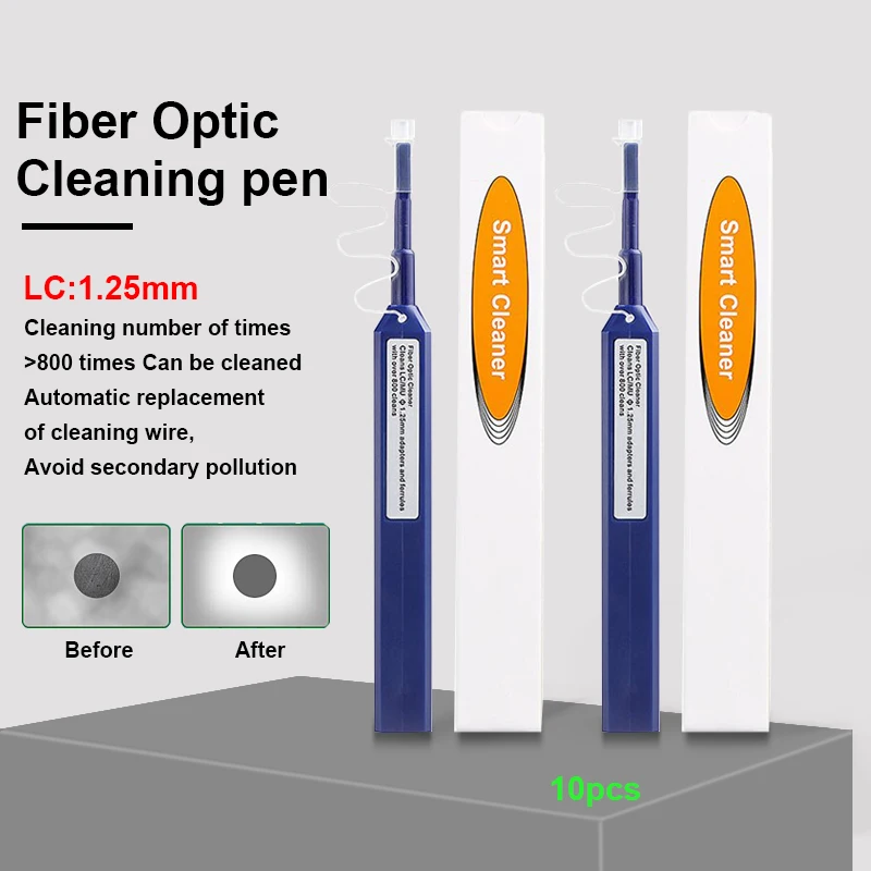 10pcs/lot One-Click Fiber Optic Connector Cleaner Pen for 1.25mm LC Connectors Fiber Optic cleaning pen Tools Free Shipping