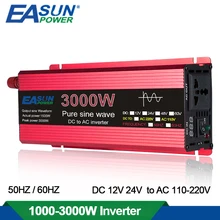 1000W 1600W 2200W 3000W czysta fala sinusoidalna inwerter DC 12V 24V do AC 110V 220V transformator napięcia konwerter zasilania Solar Car Inverte