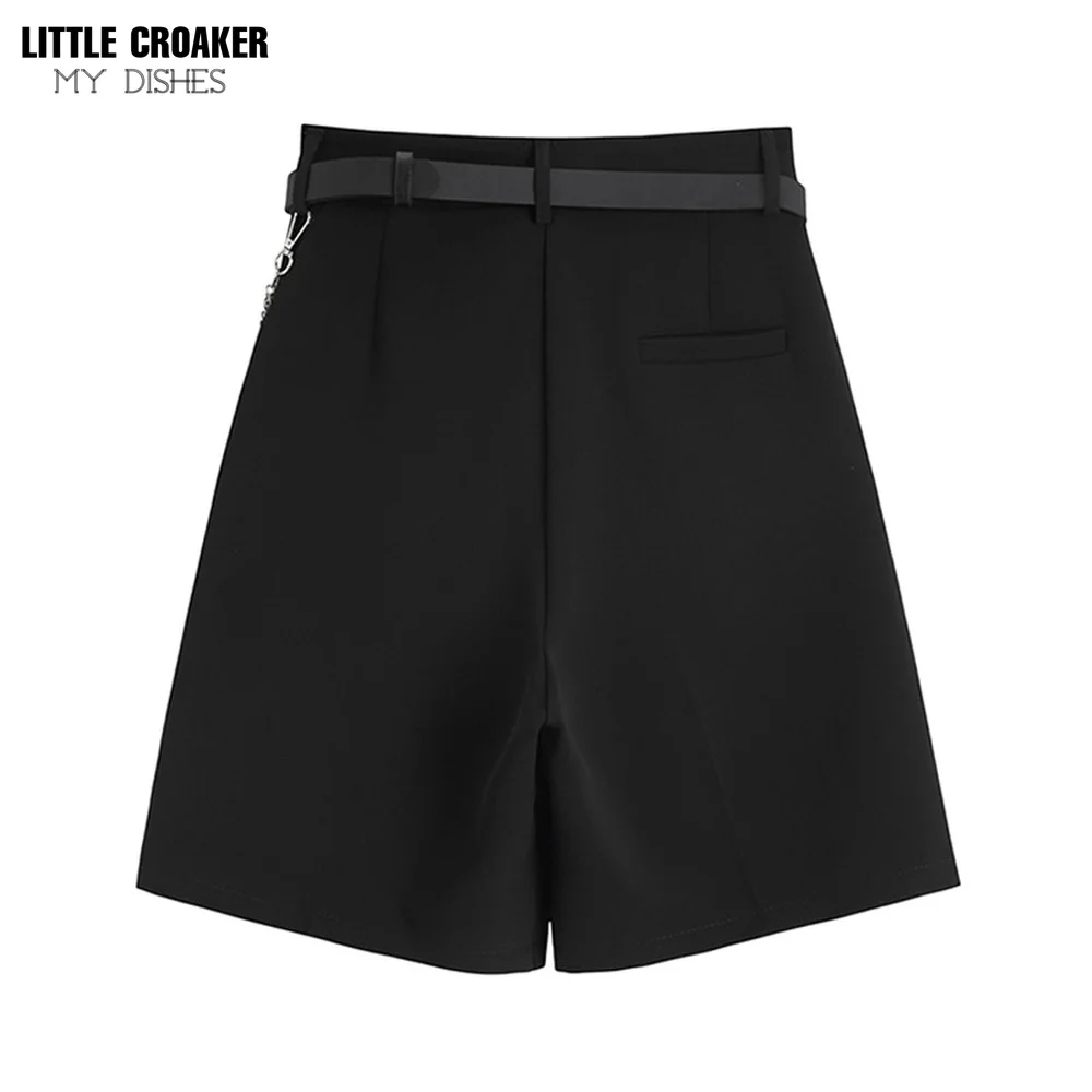 

2022 Summer Suit Shorts Women Loose High Waist Fashion Casual Drop Feeling Show Solid Wide Leg Straight Shorts For Girls Soft
