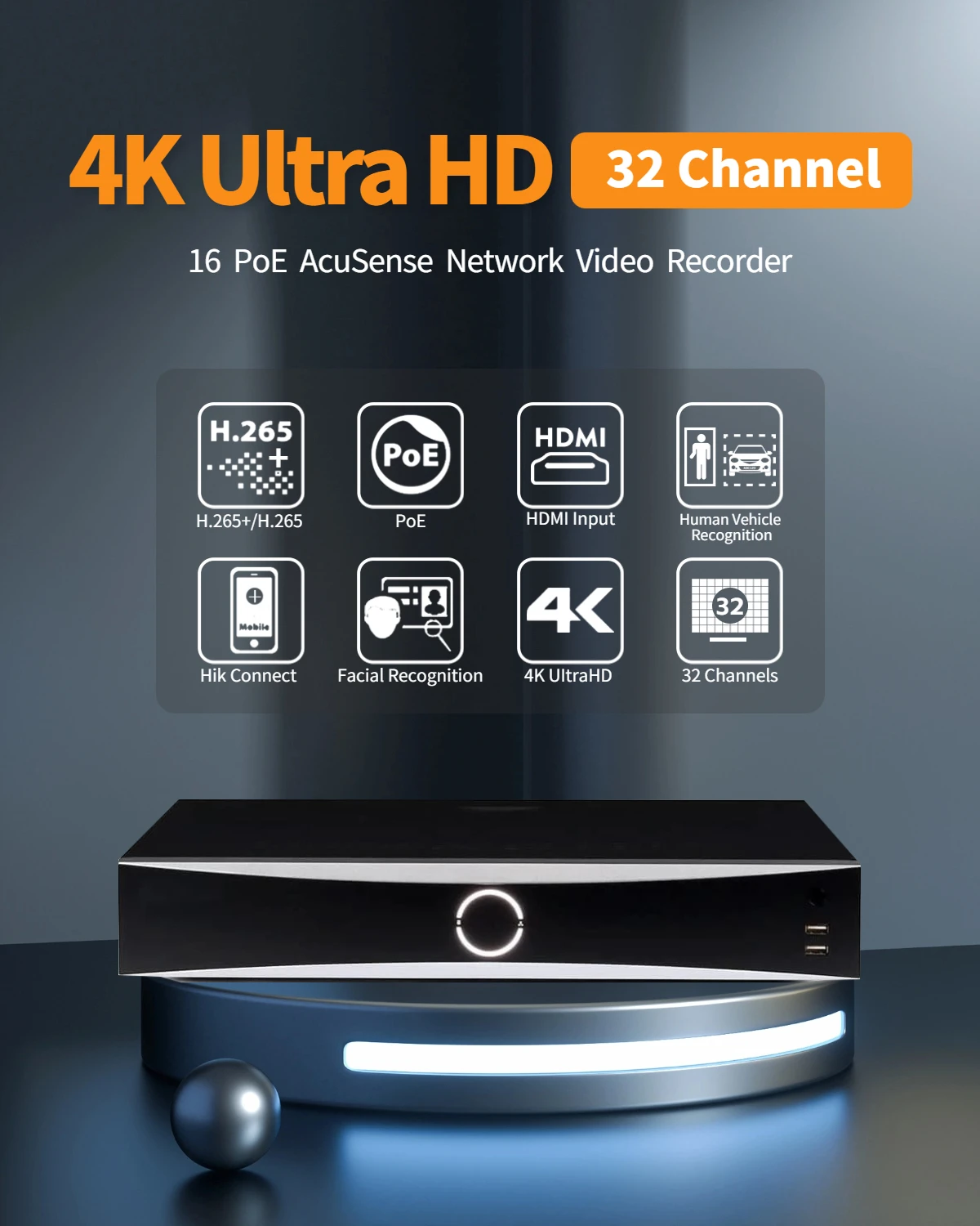 Оригинальный HIK 8MP 32-канальный 4K AcuSense NVR DS-7732NXI-I4/16 P/S CCTV IP-видеорегистратор с 16 PoE