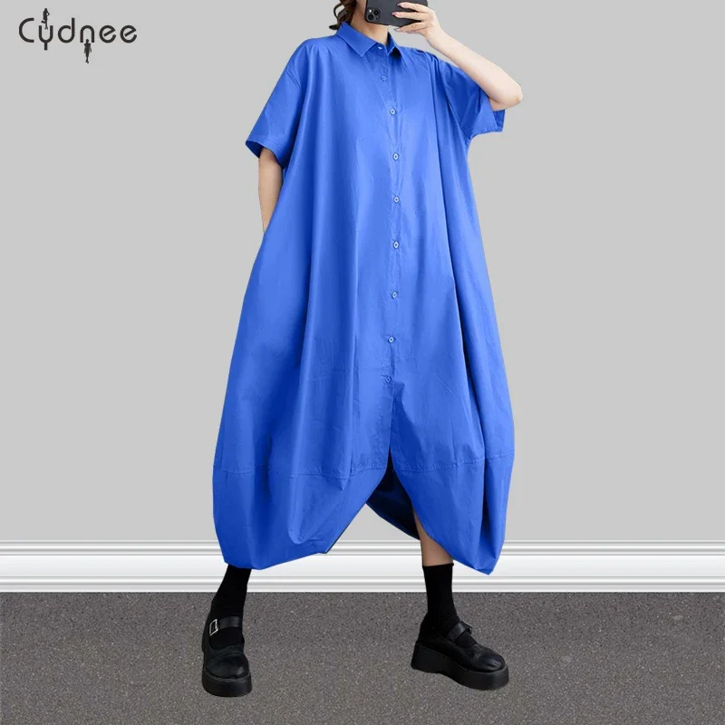 Платье женское однотонное свободного покроя повседневное простое милое длинное