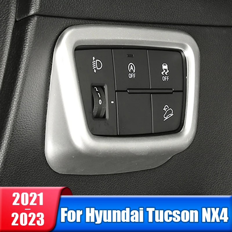 

Car Headlight Switch Adjustment Button Cover Trim Sticker For Hyundai Tucson NX4 2021 2022 2023 N Line Hybrid Accessories