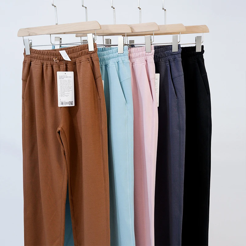 Yoga Soft Throwback Still High Waist Drawstring Pants High Stretch Nylon Women Casual Flare Pants Relaxed Fit with Slit Bottom