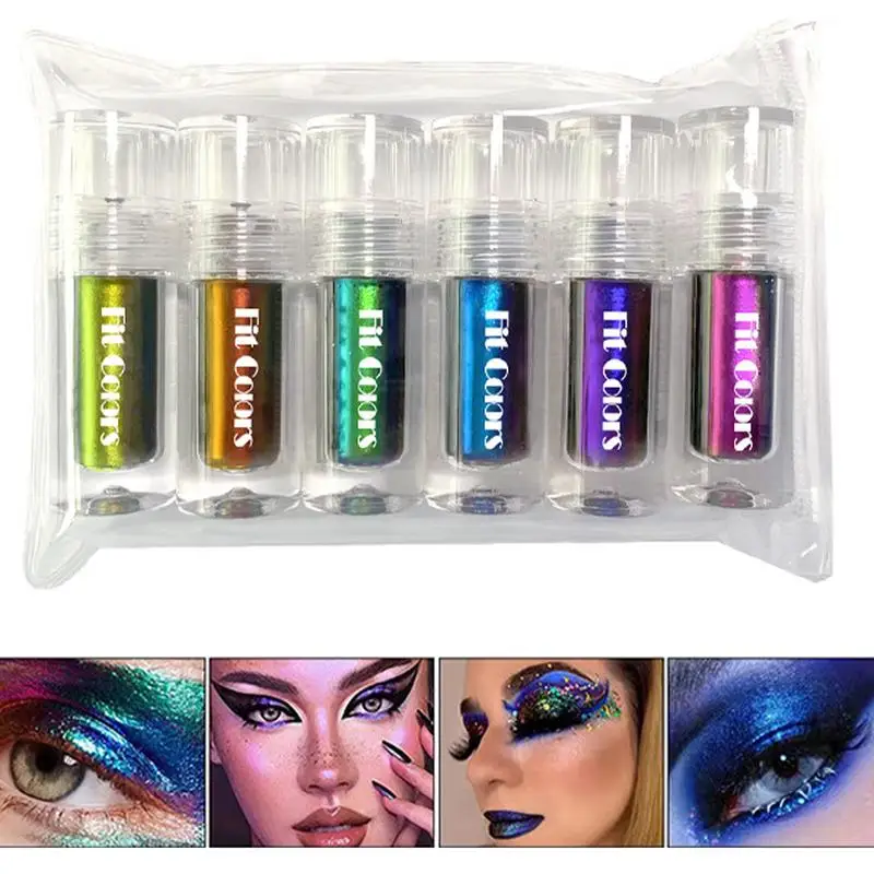 

6 Pcs Eyeshadow Glitter 6 Colors Metallic Chameleon Glitter Eye Shadow Long-lasting Multichrome Eye Shadow Makeup Kits Makeup
