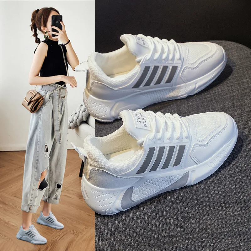 

Women Sports Shoes Ladies Casual Shoes Round Color Matching Shallow Mouth Mid Heel Mesh Flat Heel Low Top Anti Slip Shoes