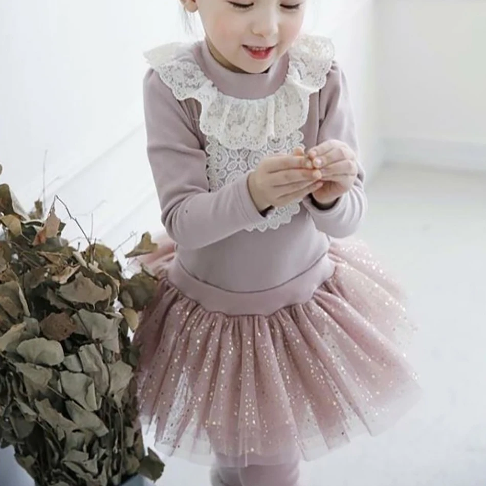 For Culottes Skirts Cotton Trouser Baby 1-7years Thickened Girls Children Princess Kids Sequined Leggings Winter Leggins