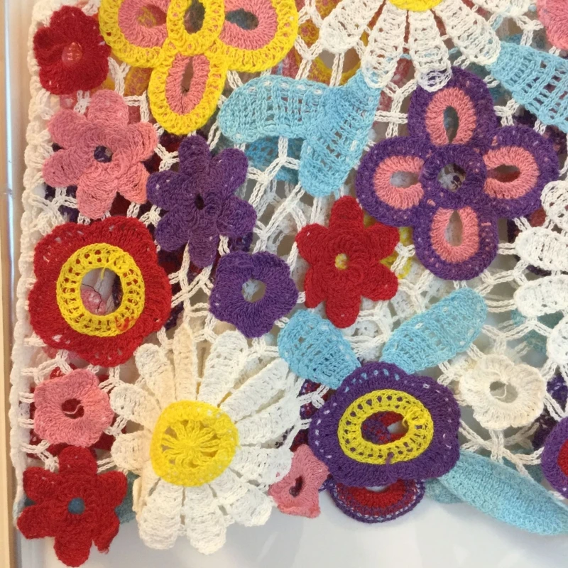 Женский кроп-топ без рукавов вязаный крючком кружевной в стиле бохо ажурный