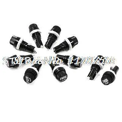 

10 Pcs Panel Mounting 5 x 20mm Fuse Holder w Locking Nut Black