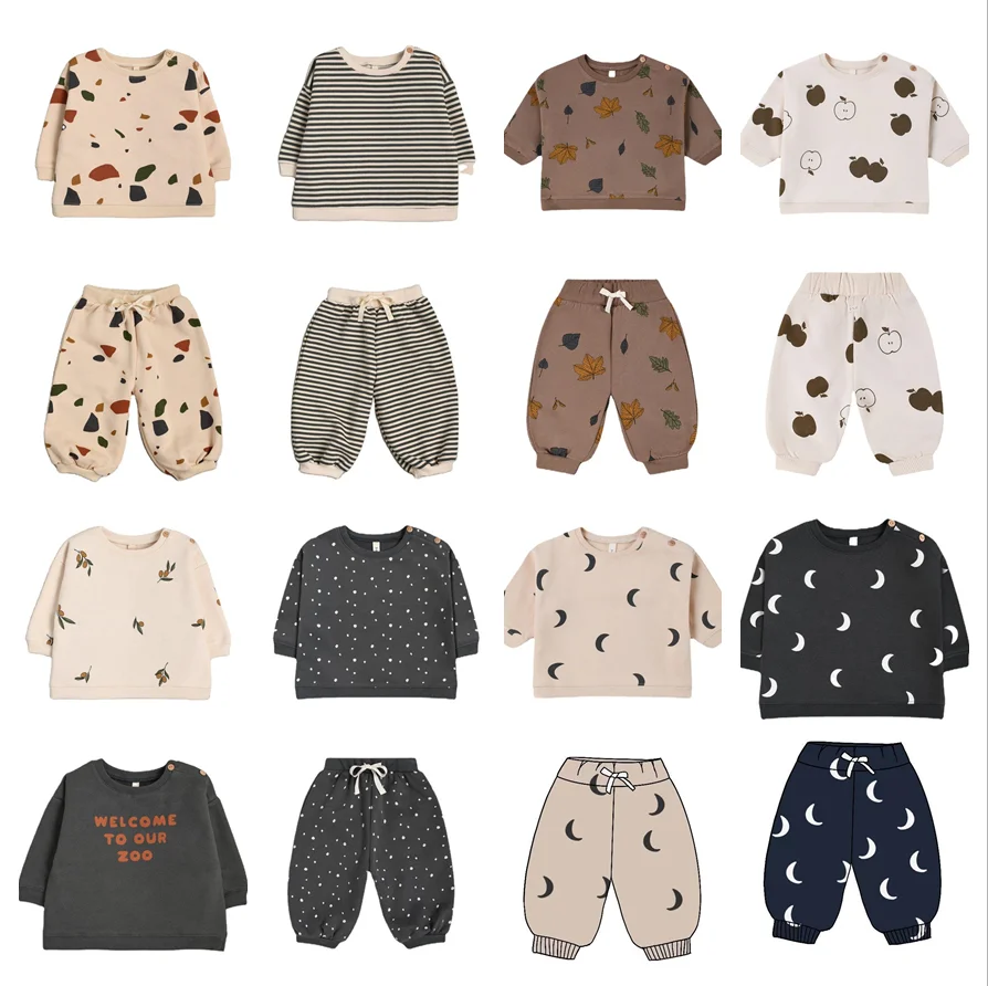 

Toddler Girl Clothes 2023 OZ Brand Autumn New Fleece Sweater and Pants Set for Boys with Plush Bottom Sweater and Strap Pants