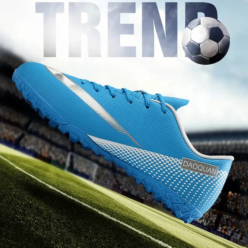 

Soccer Shoes Blue Adults Kids TF/AG Lace-up Soft Football Shoes Futsal Shoe for Court Zapatos De Futbol Boys Girls EUR 32-47