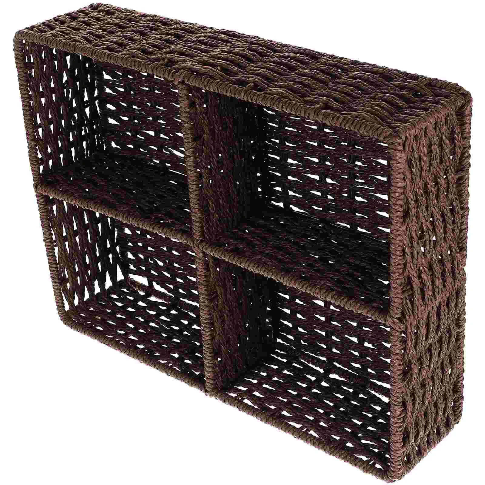 

Separate Storage Kitchen Utensils Rustic Holder Snack Tray Organizer Woven Basket Cutlery Flatware Kitchenware Countertop