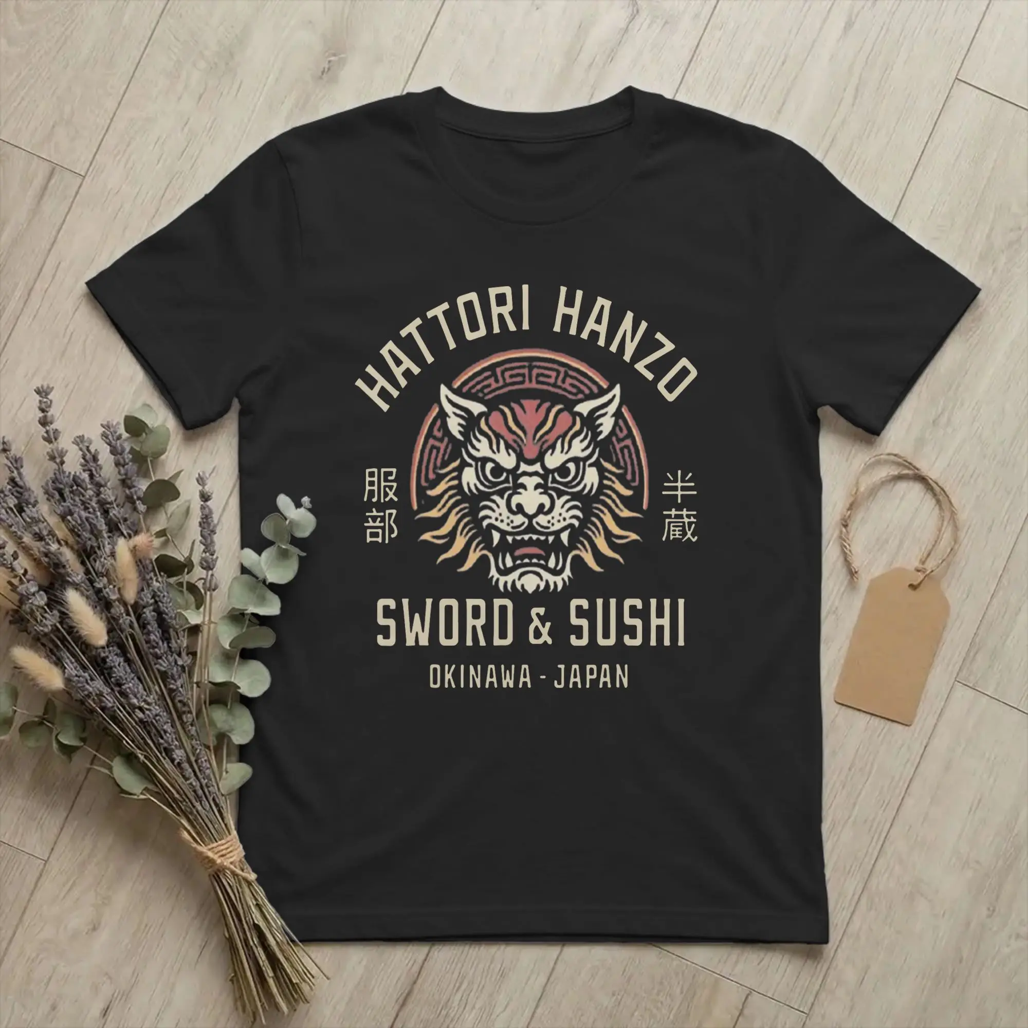 Фото Футболка Hattori Hanzo Sword and Sushi, мужская хлопковая футболка с круглым воротником, футболка с изображением Японии, Окинавы, новинка, новое поступление №2