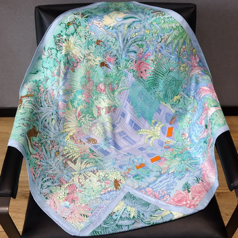 

Scarf for Women Two-sided Printing Designer Silk Scarf 18mm Twill Large Square Fashion Ladies Pareo 90cm Shawl Headband Scarves