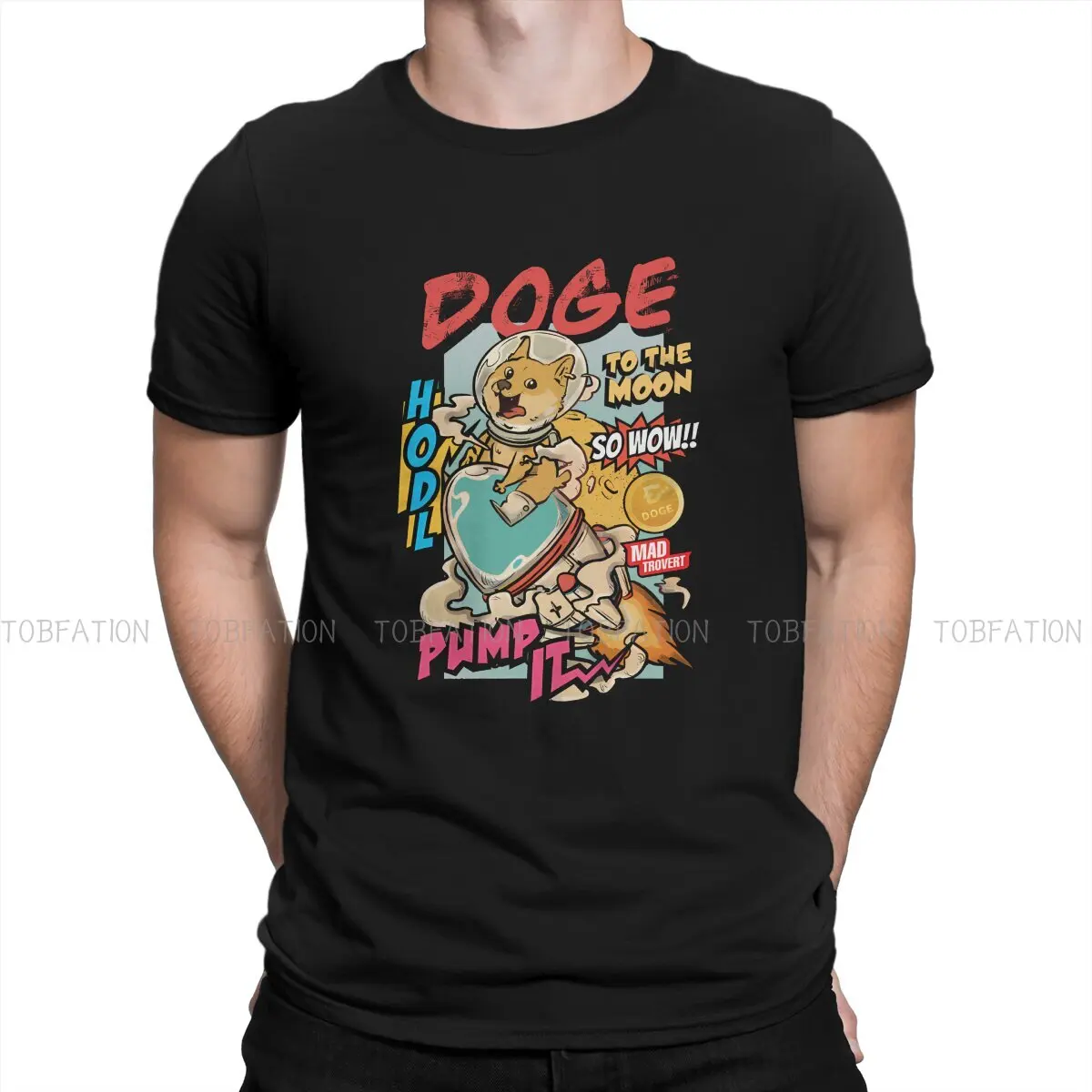 

Dogecoin Doge To The Moon Casual TShirt Cryptocurrency Style Streetwear Comfortable T Shirt Men Tee Unique Gift Idea