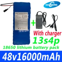 large capacity lithium battery pack 48v16ah with charger for 250w 500w 750w 1000w electric bicycle scooterlong cruising range