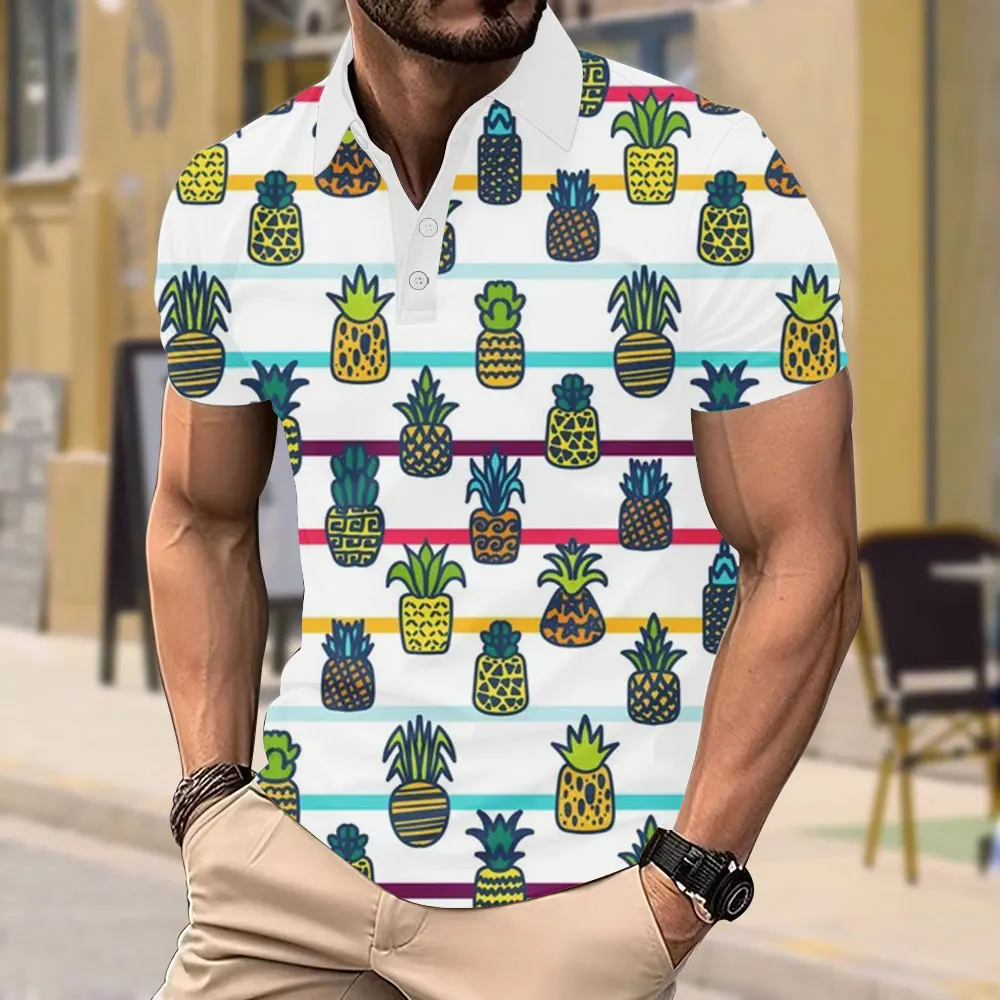 Тропическая повседневная мужская рубашка поло большого размера с забавным