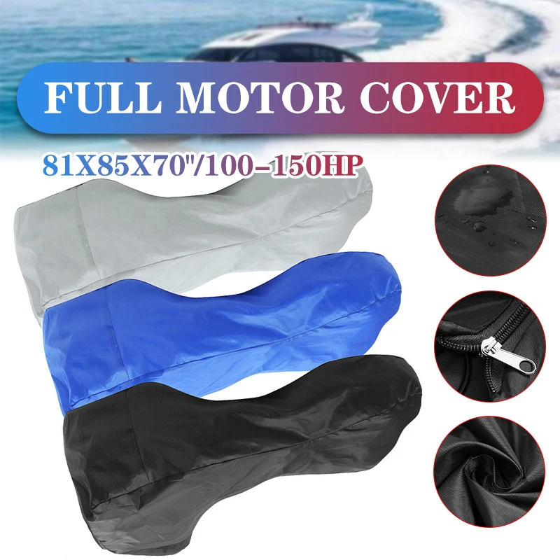 

210D For 100-150HP Full Outboard Motor Engine Boat Cover Black Waterproof Anti-scratch Heavy Duty Outboard Engine Protector