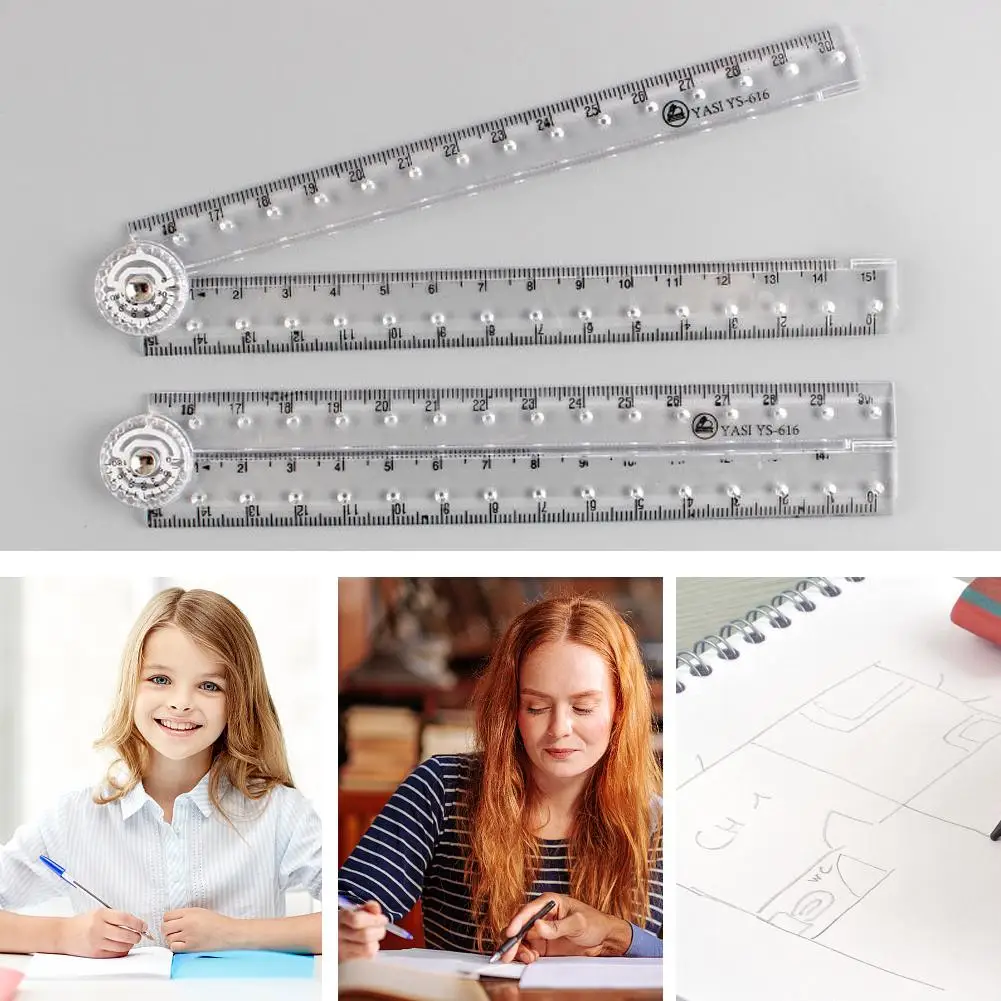 

Прозрачная складная линейка транспортир шаблон для студентов рисования чертежный Шаблон Линейка шаблон для архитектурного рисования линейка измерительная рулетка I1M3