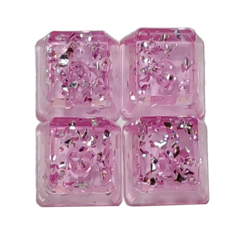 

Resin Keycap OEM Height Pink And Silver Foil Keycap for Mechanical Keyboard Dropship
