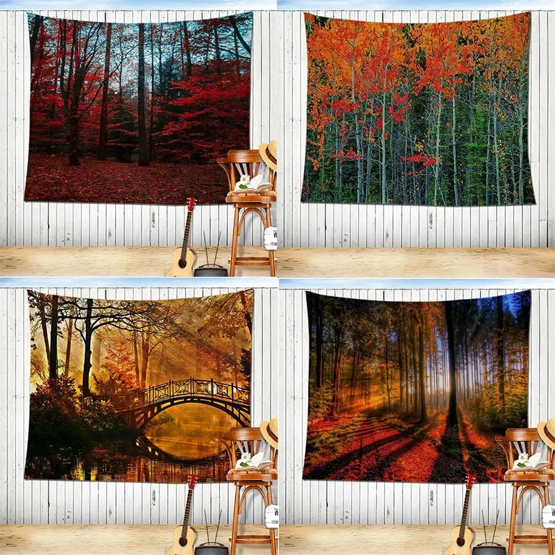 Осенний лес опавшие листья декоративный гобелен домашняя стена гостиная офис