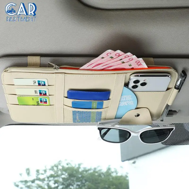 

Multi-pocket Car Document Storage Pouch Pen Holder Pocket Organizer Car Sun Visor Organizer Universal Auto Interior Accessories