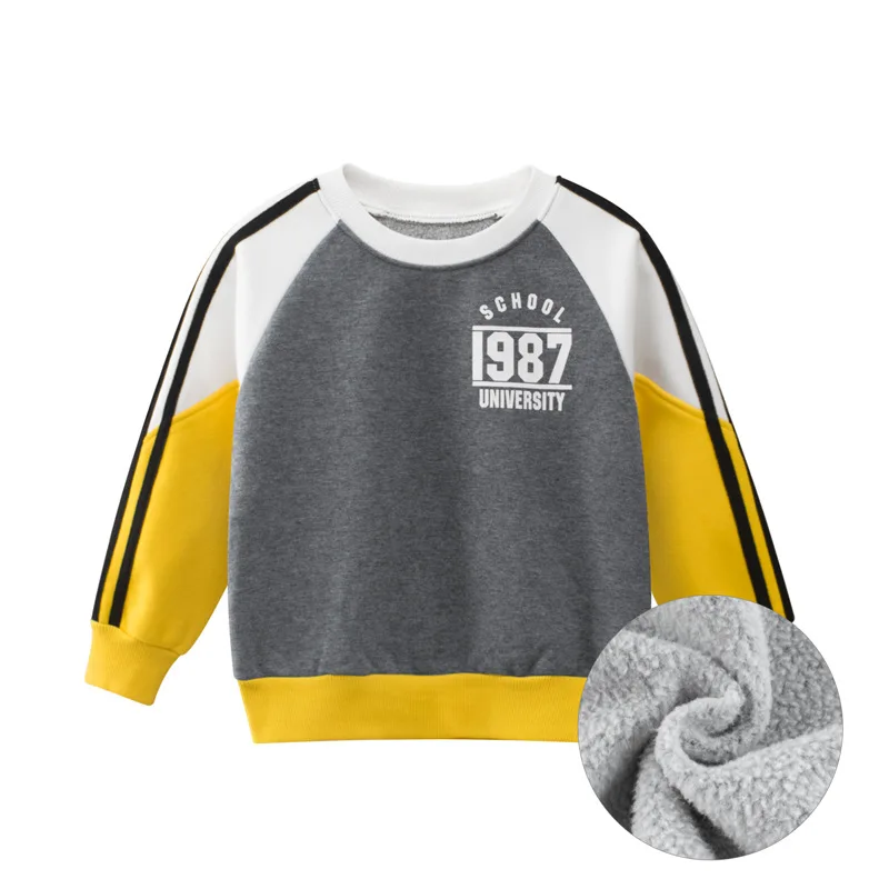 Купи Children's Plush Sweatshirts 2023 Autumn Winter Pullover Top for Boys Girls Fleece Hoodies Letter Print Long Sleeve Kids Clothes за 1,006 рублей в магазине AliExpress